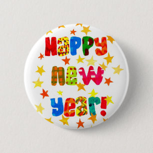 New Year's Starry Round Button