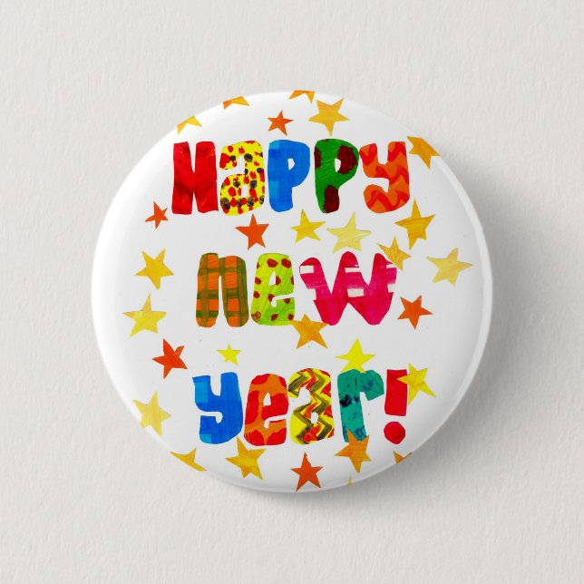 New Year's Starry Round Button (Front)