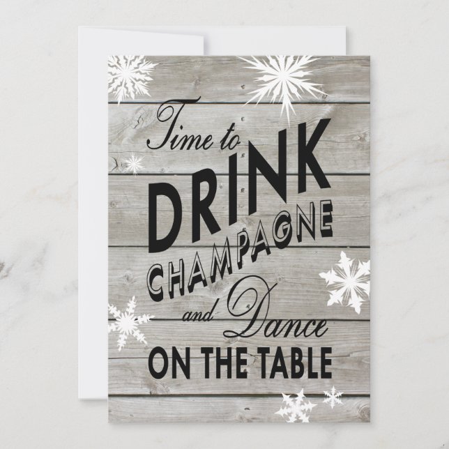 New Year's Time to Drink Champagne Invite (Front)