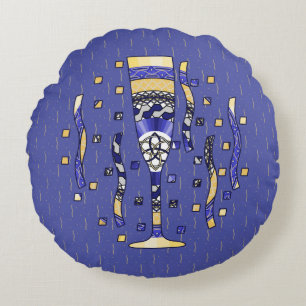 New Year's Toast Round Pillow