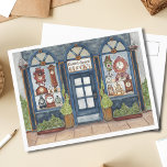 New Years Vintage Clock Shop Watercolor Postcard<br><div class="desc">Send someone you are missing a special note with this card featuring an original watercolor painting of a quaint, old town clock shop. Countdown Clocks, created with New Years in mind, features window displays of various antique and vintage clocks. A quiet scene, this little winter storefront is closed for the...</div>