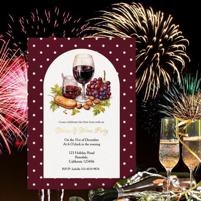 New Year's Watercolor Cheese & Wine Theme Design (Creator Uploaded)