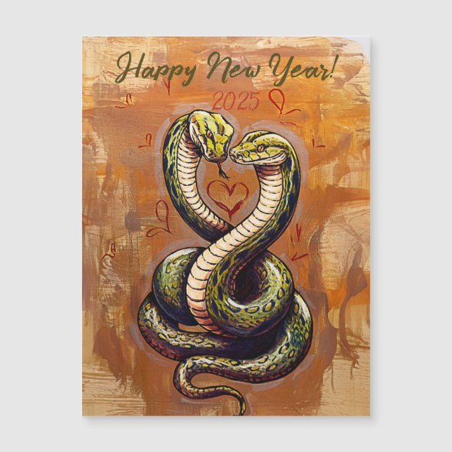New Year's Wish for Love 2025 Wooden Snake Card (Front)
