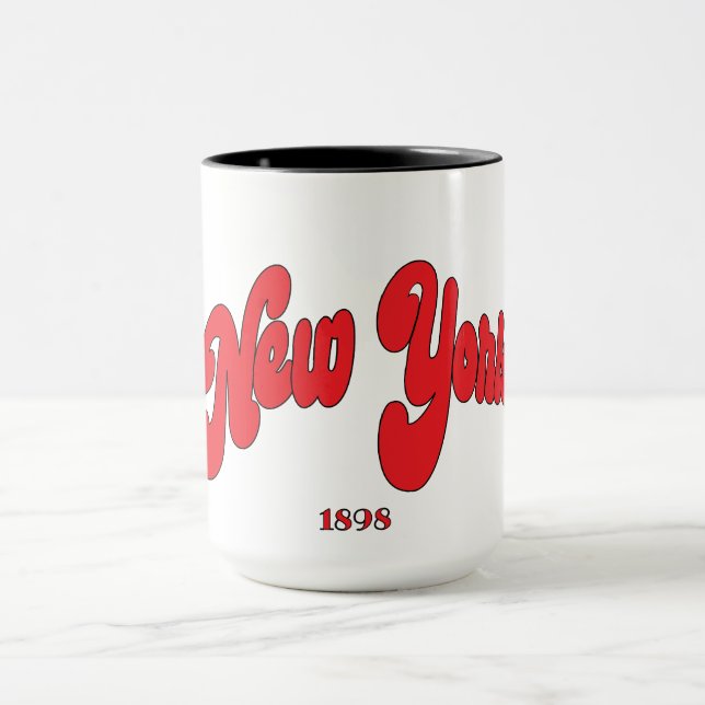 New-York 1898 Red Arc Logo Typography  Mug (Center)