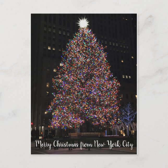 New York 2018 Rockefeller Centre Christmas Tree Holiday Postcard (Front)