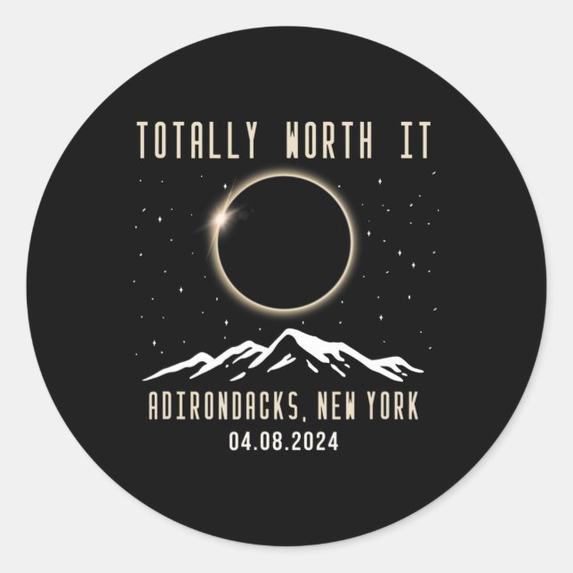 New York 2024 Total Solar Eclipse 1  Classic Round Sticker (Front)
