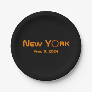 New York 2024 Total Solar Eclipse  Paper Plate