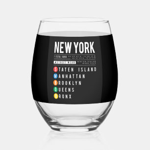 New York 5 Boroughs Stemless Wine Glass