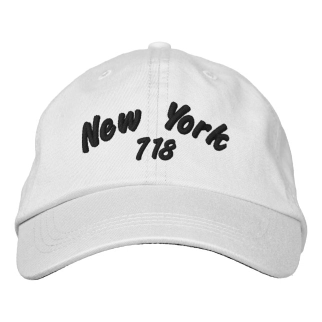 New York 718 area code. Embroidered Hat (Front)