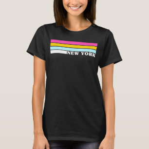 New York  Abstract Colourful Stripes Cool 80s Vint T-Shirt