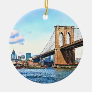 New York Abutment of Brooklyn Bridge Ceramic Tree Decoration