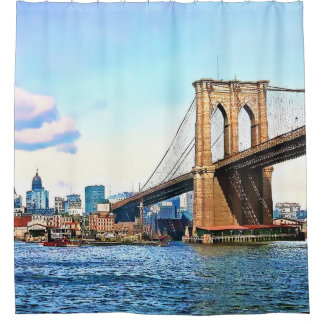 New York Abutment of Brooklyn Bridge Shower Curtain