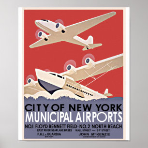 New York Airports Vintage Poster - circa 1930