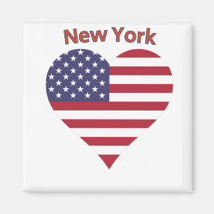 New York American Flag Heart Magnet