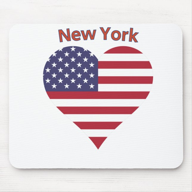 New York American Flag Heart Mouse Pad (Front)