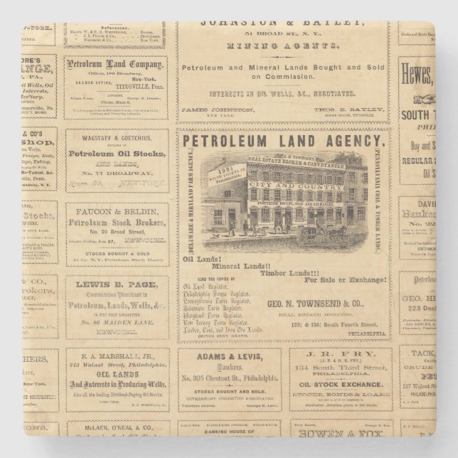 New York and Pennsylvania Oil Advertisements Stone Coaster (Front)