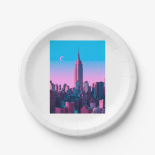 New york anime city paper plate