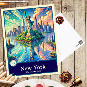 New York Anime Style Cel Shaded Postcard