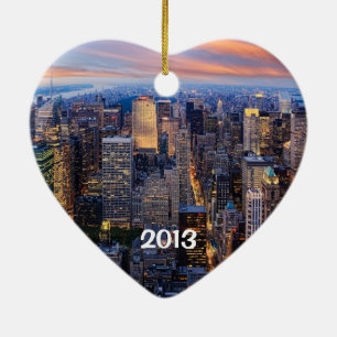 New York at Night Ceramic Tree Decoration