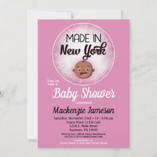New York Baby Shower African American Pink Baby Invitation