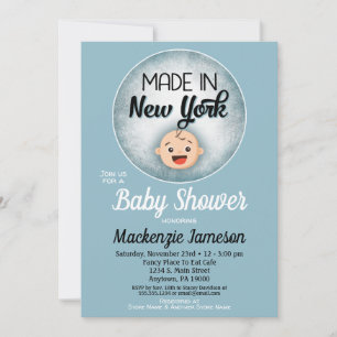 New York Baby Shower Funny Blue Boys Invitation