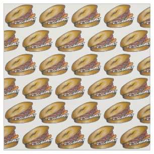 New York Bagel Capers Cream Cheese Lox Onions Fabric