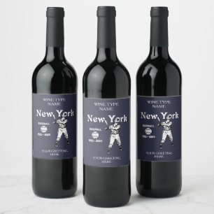 New York Baseball 2023 Retro Wine Label