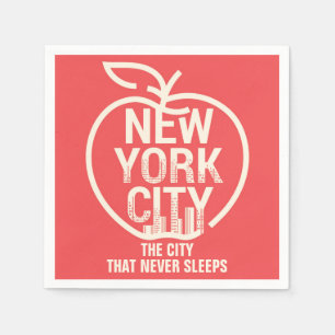 New York Big Apple Modern Red Napkin