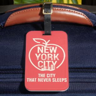 NEW YORK Big Apple Skyline Silhouette Modern Red Luggage Tag