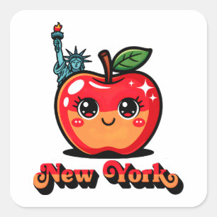 New York Big Apple Square Sticker