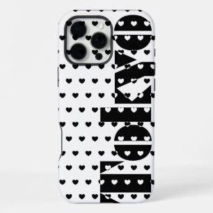 New York Black And White Hearts Pattern iPhone 16 Pro Max Case