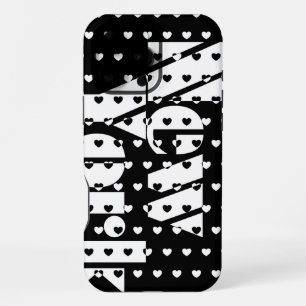 New York Black And White Hearts Pattern iPhone 16 Pro Max Case