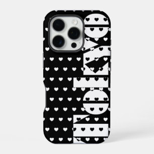 New York Black And White Hearts Pattern iPhone 16 Pro Case