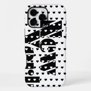 New York Black And White Hearts Pattern iPhone 16 Pro Max Case