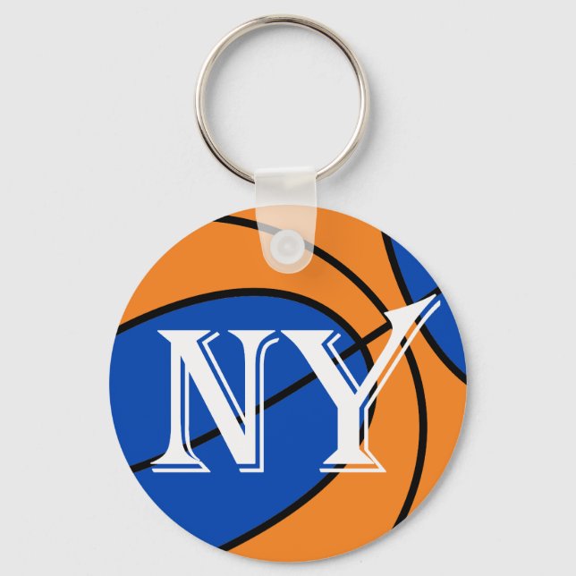 new york blue orange basketball key ring (Front)