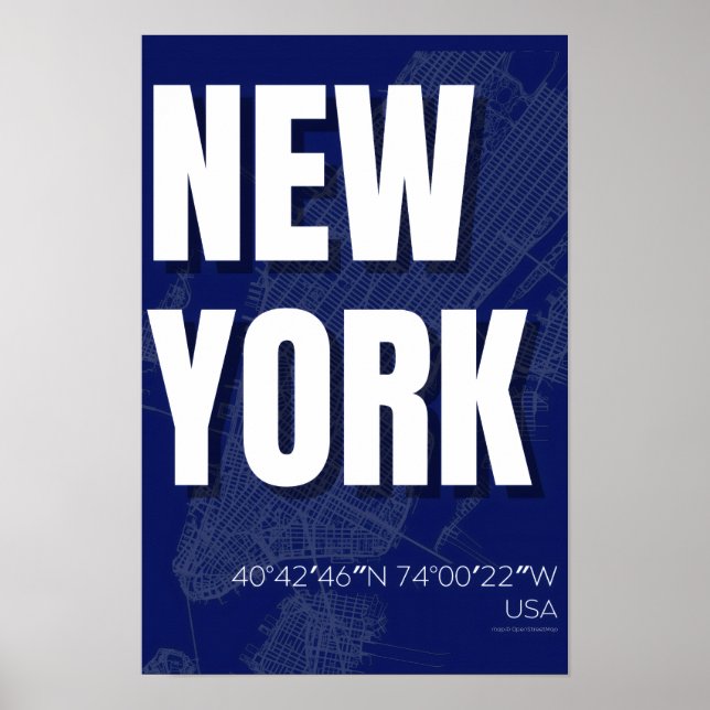 New York Blueprint City Map Poster Minimal (Front)