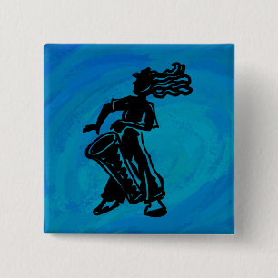 New York Boogie Nights Drum Blue 15 Cm Square Badge