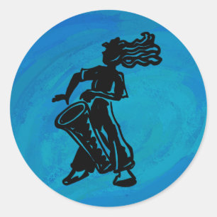 New York Boogie Nights Drum Blue Classic Round Sticker