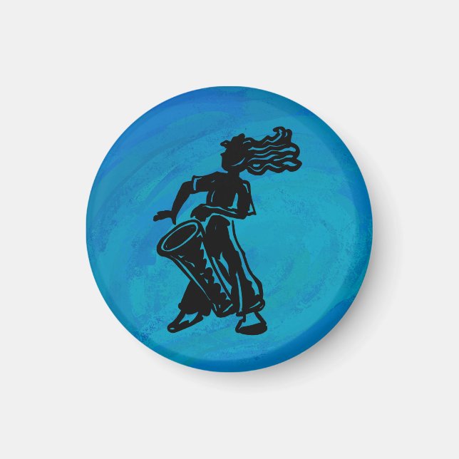 New York Boogie Nights Drum Blue Magnet (Front)