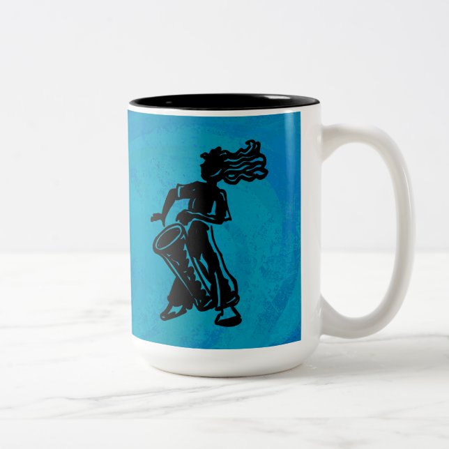 New York Boogie Nights Drum Blue Two-Tone Coffee Mug (Right)