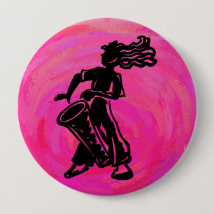New York Boogie Nights Drum Hot Pink 10 Cm Round Badge