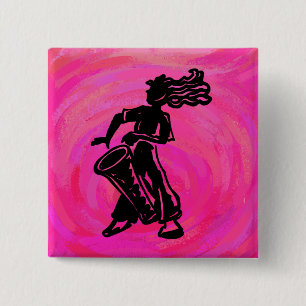 New York Boogie Nights Drum Hot Pink 15 Cm Square Badge
