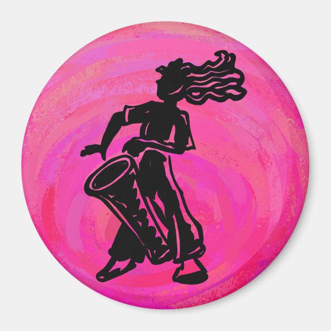New York Boogie Nights Drum Hot Pink Magnet (Front)