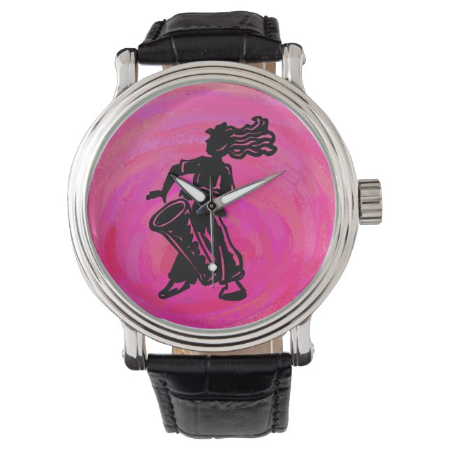 New York Boogie Nights Drum Hot Pink Watch (Front)