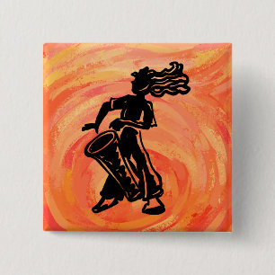 New York Boogie Nights Drum Orange 15 Cm Square Badge