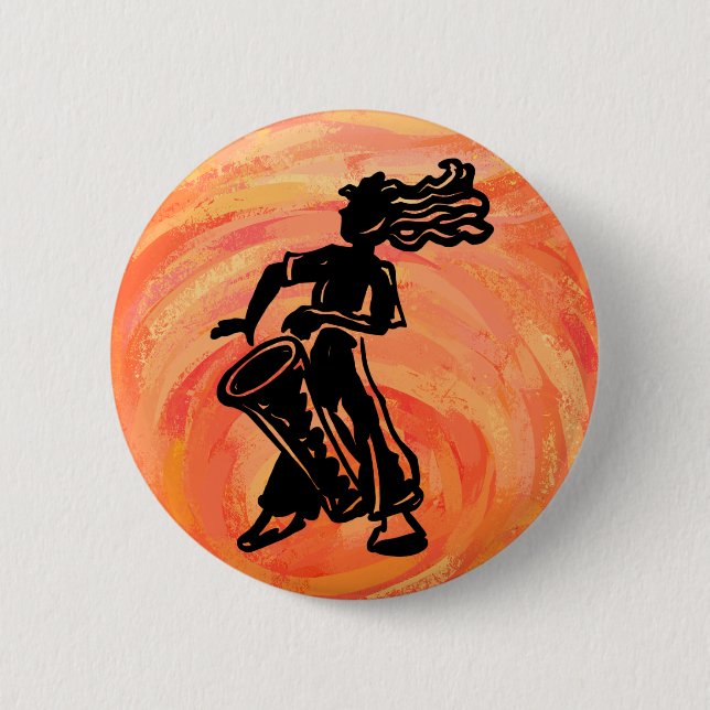 New York Boogie Nights Drum Orange 6 Cm Round Badge (Front)