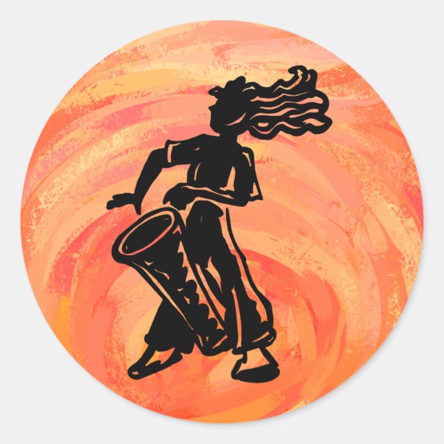 New York Boogie Nights Drum Orange Classic Round Sticker (Front)