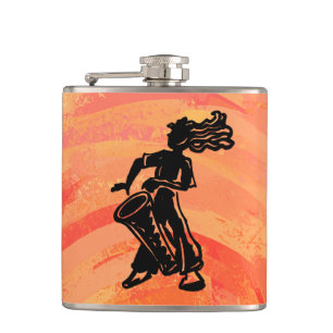 New York Boogie Nights Drum Orange Hip Flask