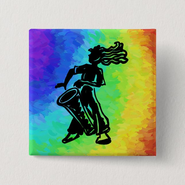 New York Boogie Nights Drum Rainbow 15 Cm Square Badge (Front)