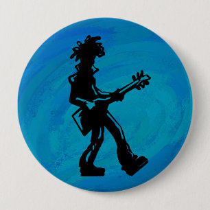 New York Boogie Nights Guitar Blue 10 Cm Round Badge